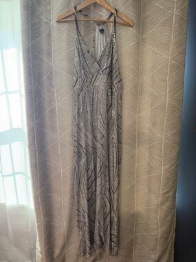 GAP Gray and White Striped Halter Maxi Dress